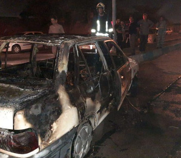 آتش گرفتن پراید و مرگ وحشتناک راننده + تصاویر